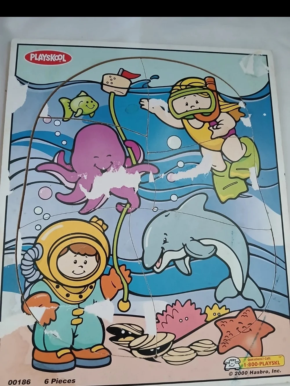 Hasbro Colorful Day & Night and Undersea Wooden Puzzles - Blue, Yellow, Pink